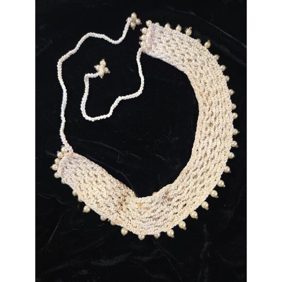 1940s Pearl Collar Necklace Adjustable RARE - Picture 8 of 10